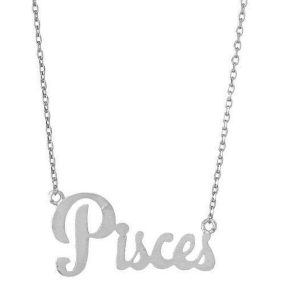 Zodiac Script Pendant Necklace - PISCES - Picture 1 of 4